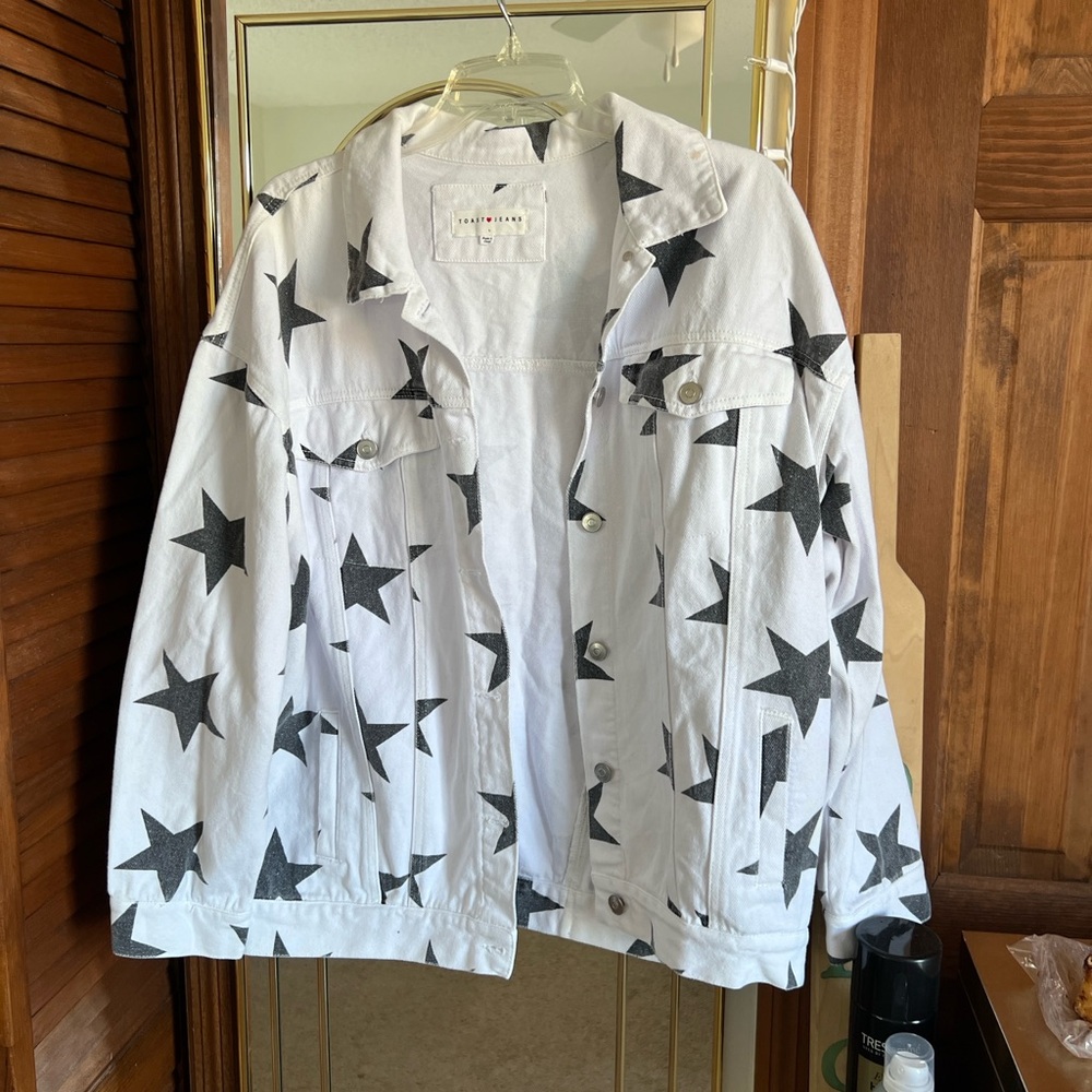 Toast Jeans Star-Patterned White Jean Jacket